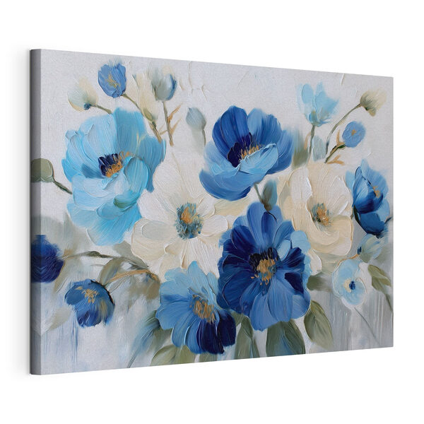 Tableaux Peinture représentant des fleurs bleues et blanches