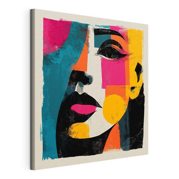 Visage de femme orné de carrés colorés Tableaux Visage de femme orné de carrés colorés