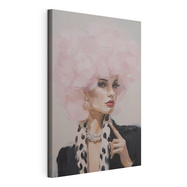 Tableau représentant une femme aux cheveux roses et bouclés Tableaux Tableau représentant une femme aux cheveux roses et bouclés