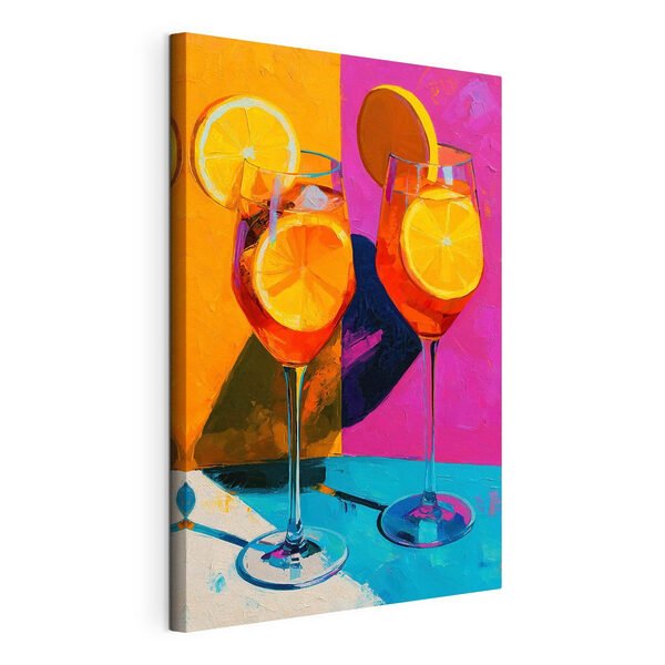 Tableaux Deux verres de jus d'orange avec des rondelles de citron