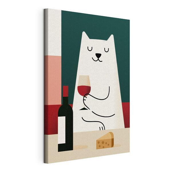 Tableaux Chat tenant un verre de vin