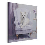 Tableaux Un chien assis sur une chaise