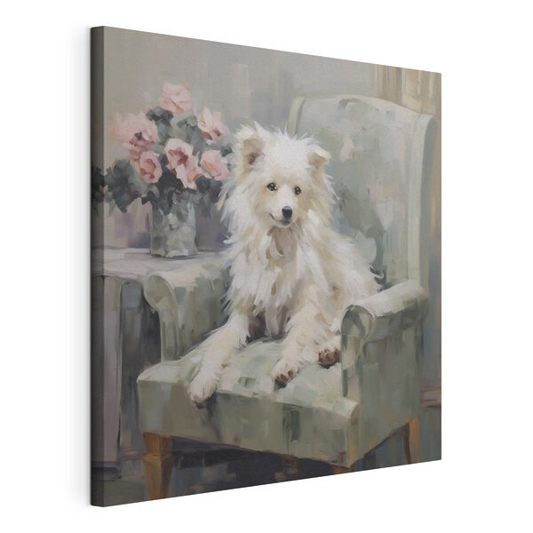 Chien assis sur une chaise Tableaux Chien assis sur une chaise