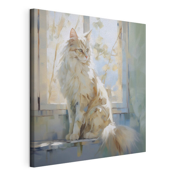 Un chat assis sur le rebord d'une fenêtre Tableaux Un chat assis sur le rebord d'une fenêtre