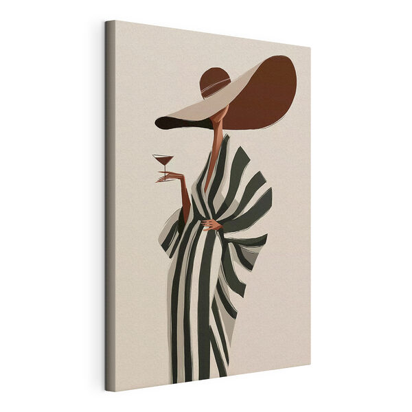 Tableaux Femme portant un chapeau et un grand chapeau, tenant un verre de vin (UGS : s49633) Tableaux Tableaux Femme portant un chapeau et un grand chapeau, tenant un verre de vin (UGS : s49633)