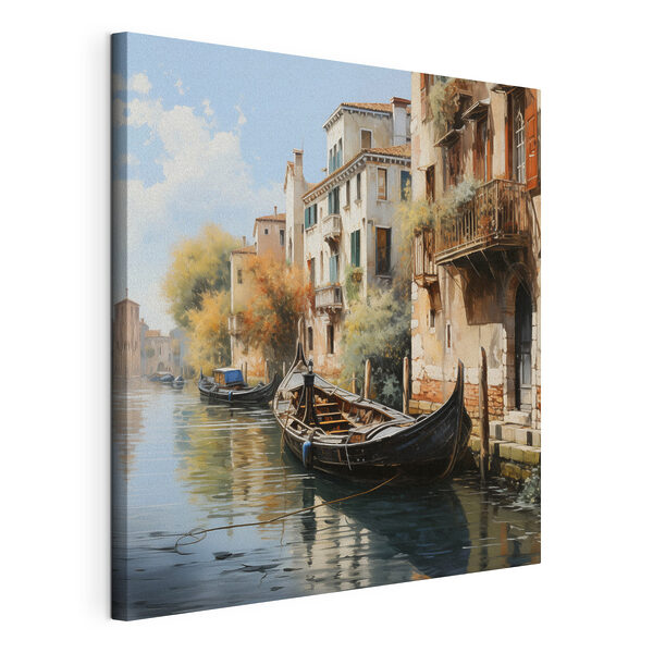 Tableaux Un bateau sur un canal, à côté d'immeubles