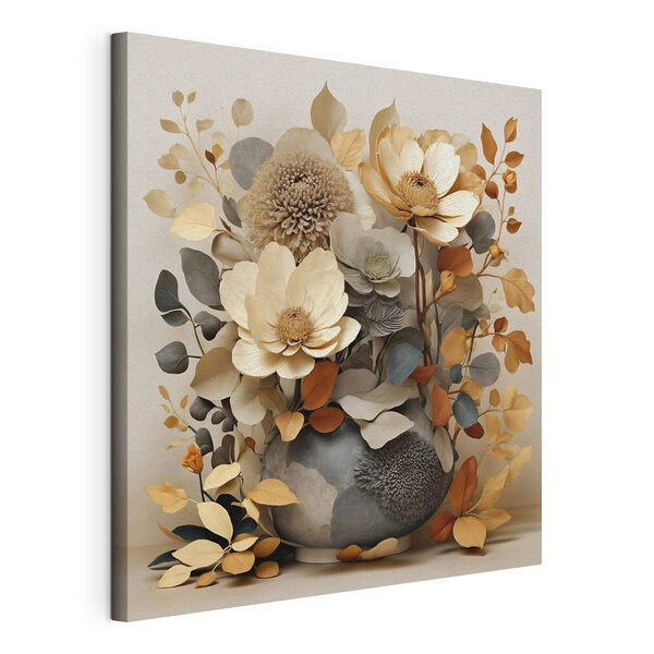 Vase avec des fleurs et des feuilles Tableaux Vase avec des fleurs et des feuilles