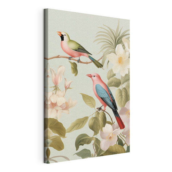 Deux oiseaux sur une branche fleurie Tableaux Deux oiseaux sur une branche fleurie