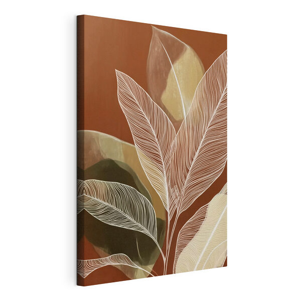 Feuilles éthérées sur un fond aux teintes chaudes Tableaux Feuilles éthérées sur un fond aux teintes chaudes