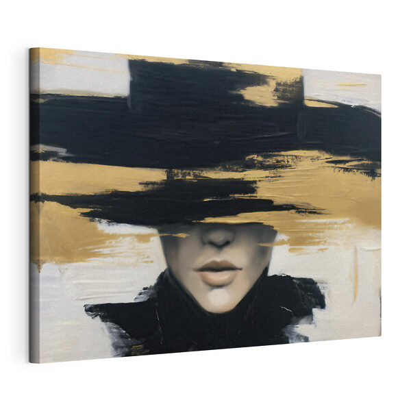 Tableaux Tableau représentant une femme avec un chapeau sur les yeux