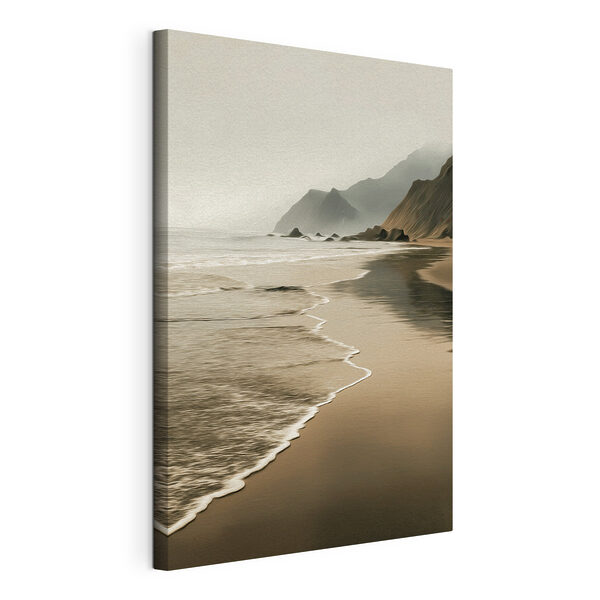 Plage avec des vagues et des montagnes Tableaux Plage avec des vagues et des montagnes