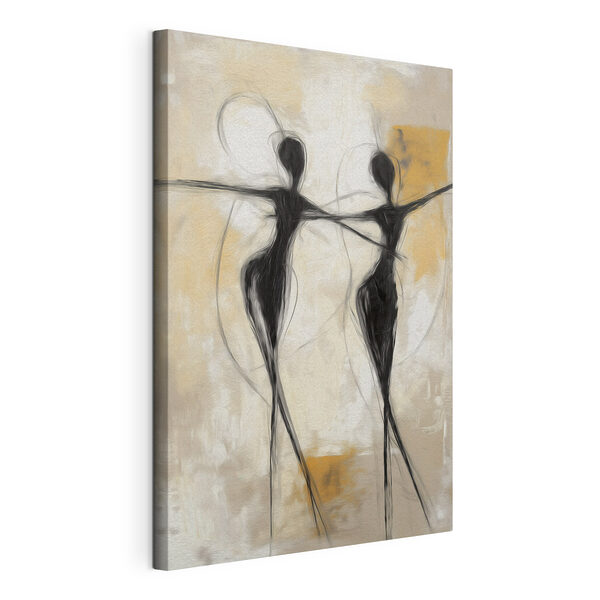 Peinture en noir et blanc représentant deux femmes en train de danser Tableaux Peinture en noir et blanc représentant deux femmes en train de danser