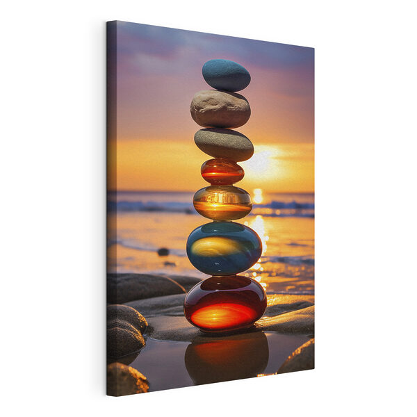 Pile de pierres sur une plage Tableaux Pile de pierres sur une plage