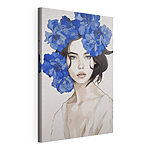 Tableaux Femme avec des fleurs bleues sur la tête