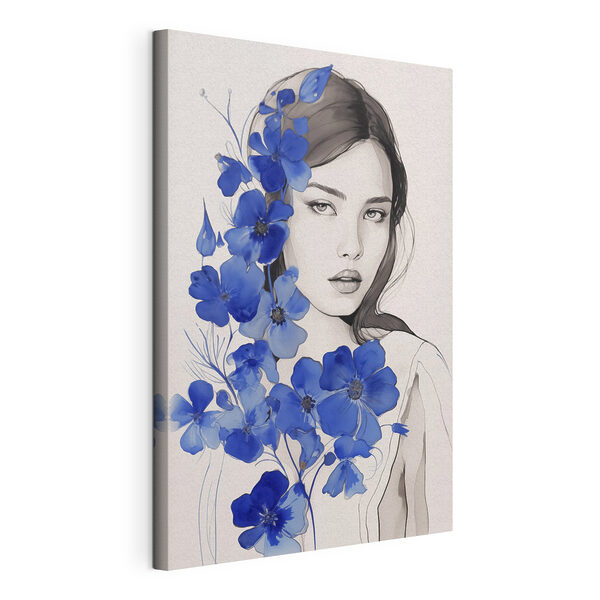 Femme aux fleurs bleues Tableaux Femme aux fleurs bleues