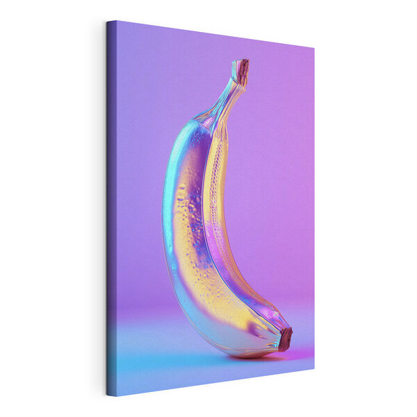 Tableaux Une banane colorée sur fond violet
