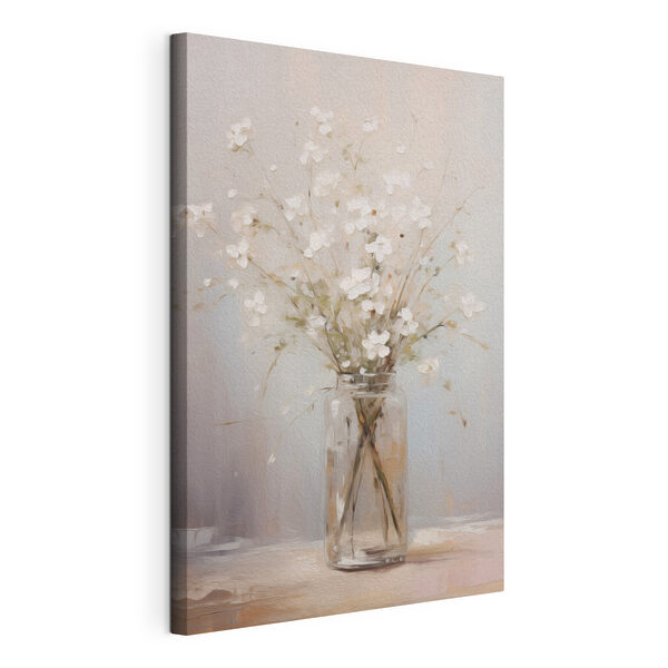 Tableaux Peinture représentant un vase orné de fleurs blanches