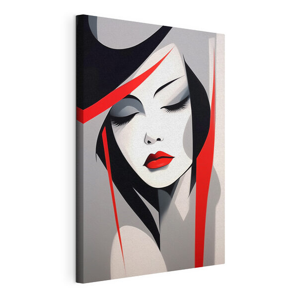 Tableaux Femme aux lèvres rouges et aux cheveux noirs