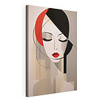 Tableaux Visage de femme aux lèvres rouges et aux cheveux noirs