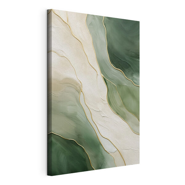 Tableaux - Des vagues apaisantes de vert et de crème (UGS : s45888) Tableaux Tableaux - Des vagues apaisantes de vert et de crème (UGS : s45888)