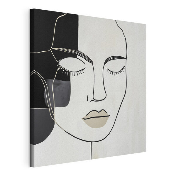 Tableaux Illustration en noir et blanc représentant le visage d'une femme