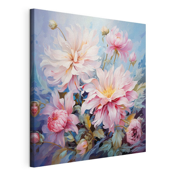 Peinture représentant des fleurs sur fond bleu Tableaux Peinture représentant des fleurs sur fond bleu
