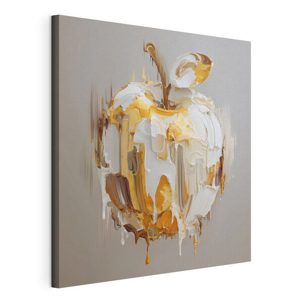Tableaux Une pomme blanche et marron recouverte d'une peinture blanche et marron