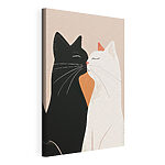 Tableaux Des chats noirs et blancs qui s'embrassent