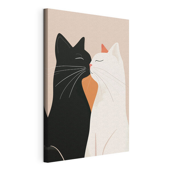 Des chats noirs et blancs qui s'embrassent Tableaux Des chats noirs et blancs qui s'embrassent