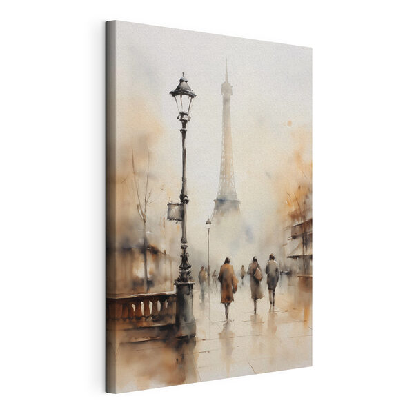 Tableaux Aquarelle représentant des personnes marchant sur un trottoir