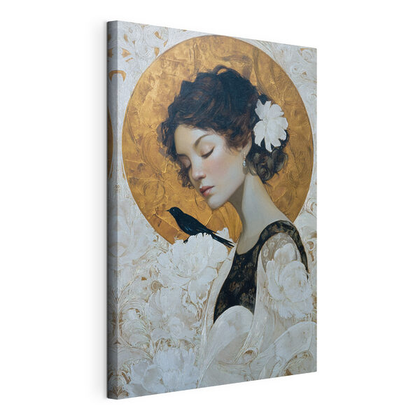 Tableau représentant une femme avec un oiseau sur l'épaule Tableaux Tableau représentant une femme avec un oiseau sur l'épaule