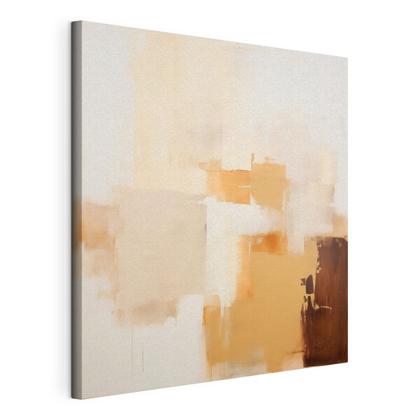 Peinture représentant un mur blanc avec des carrés marron Tableaux Peinture représentant un mur blanc avec des carrés marron