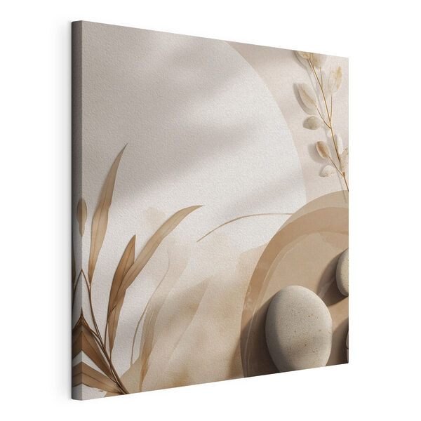 Tableaux Ensemble de pierres et de feuilles posées sur une surface