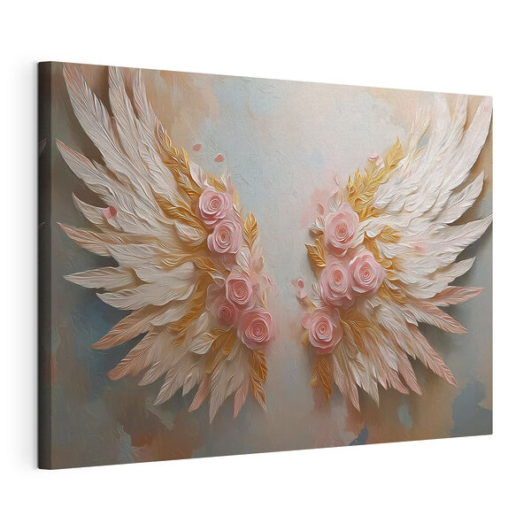 Des ailes roses et blanches ornées de fleurs Tableaux Des ailes roses et blanches ornées de fleurs