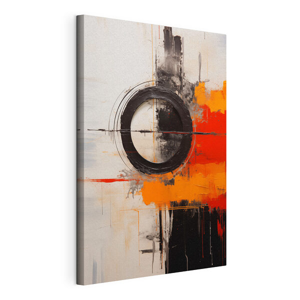 Cercle noir avec de la peinture orange et noire Tableaux Cercle noir avec de la peinture orange et noire