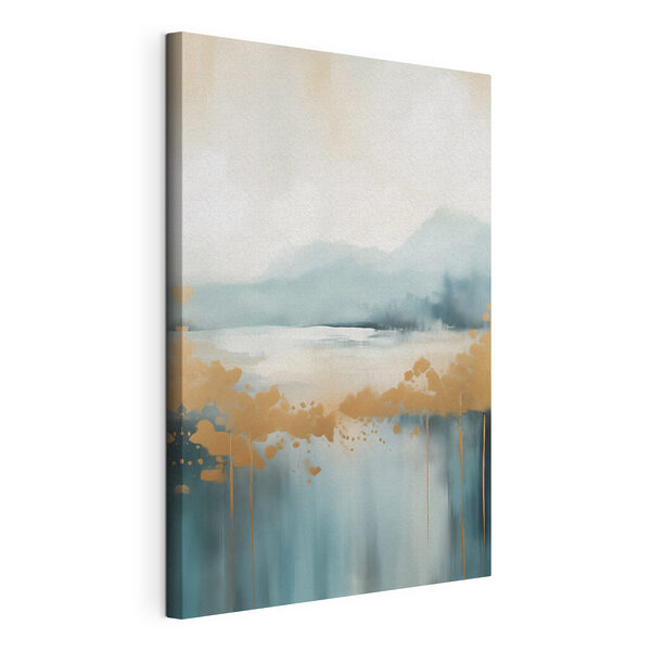 Peinture représentant un lac avec des montagnes en arrière-plan Tableaux Peinture représentant un lac avec des montagnes en arrière-plan