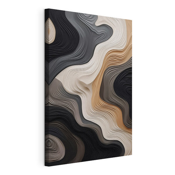 Lignes ondulées noires, blanches et marron Tableaux Lignes ondulées noires, blanches et marron