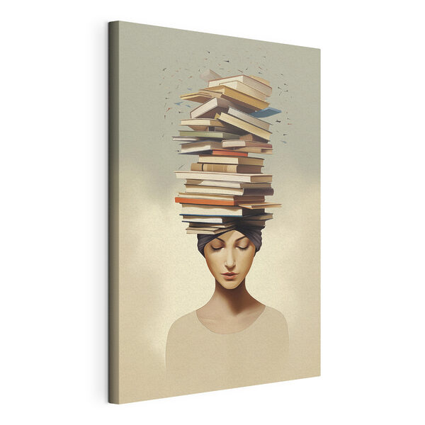 Une femme avec des livres sur la tête Tableaux Une femme avec des livres sur la tête