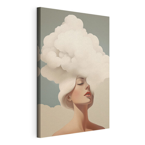 Une femme aux cheveux blancs, avec des nuages dans les cheveux Tableaux Une femme aux cheveux blancs, avec des nuages dans les cheveux