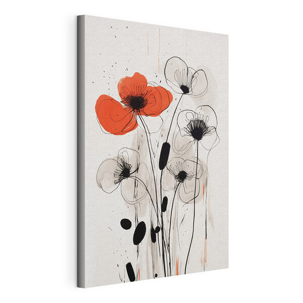 Peinture de fleurs à l'encre noire et blanche Tableaux Peinture de fleurs à l'encre noire et blanche