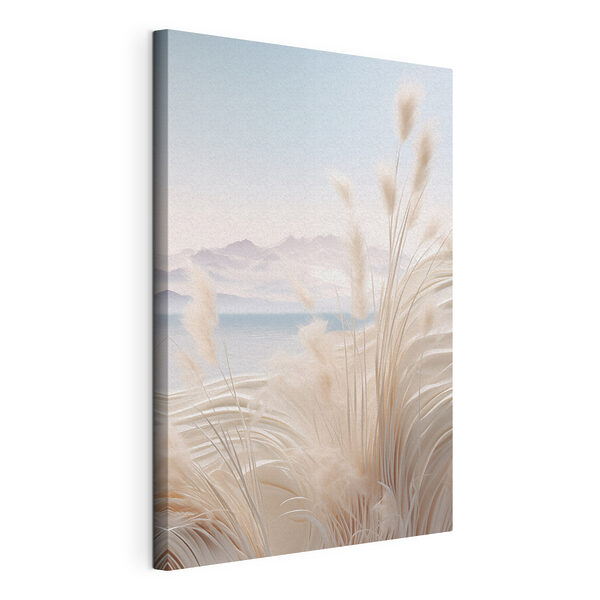 De l'herbe blanche avec une montagne en arrière-plan Tableaux De l'herbe blanche avec une montagne en arrière-plan