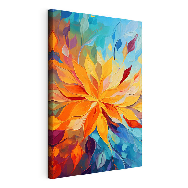 Fleur colorée avec de nombreuses feuilles Tableaux Fleur colorée avec de nombreuses feuilles