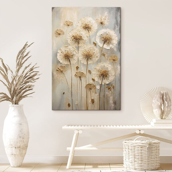 Peinture représentant des fleurs sur un fond gris Tableaux Peinture représentant des fleurs sur un fond gris