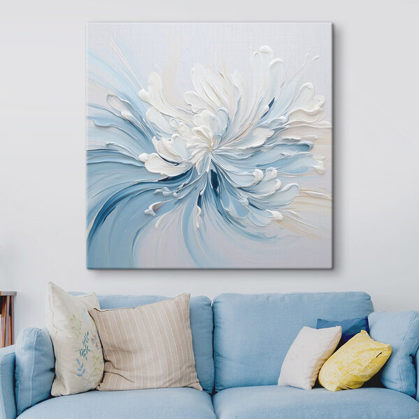 Tableaux Tourbillons de peinture blanche et bleue