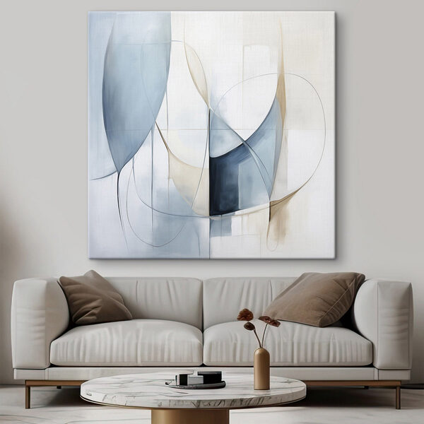 Peinture représentant une œuvre d'art bleue et blanche Tableaux Peinture représentant une œuvre d'art bleue et blanche