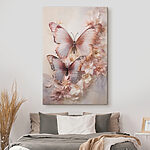 Tableaux Des papillons sur un mur orné de fleurs