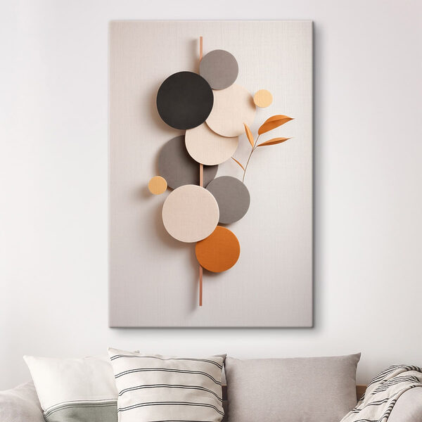 Ensemble de cercles avec une feuille sur une tige Tableaux Ensemble de cercles avec une feuille sur une tige