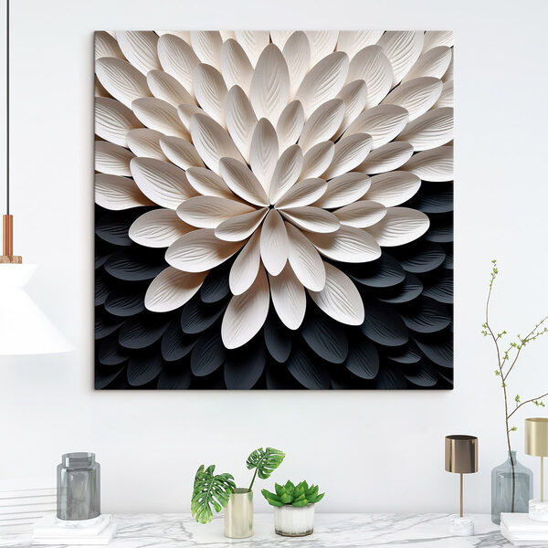 Motif de feuilles texturé dans un design monochrome Tableaux Motif de feuilles texturé dans un design monochrome