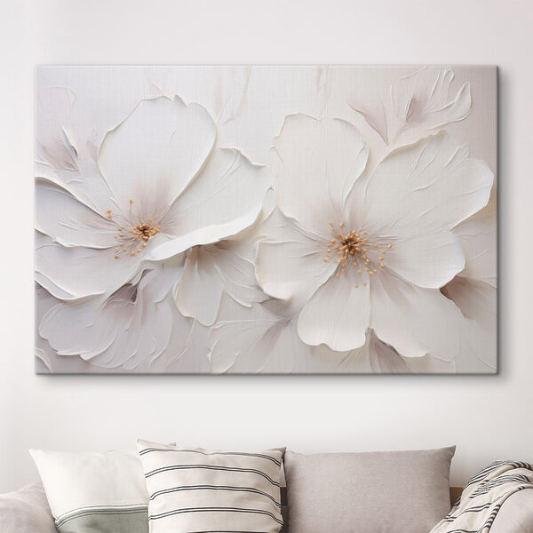 Tableaux Composition florale blanche sur un mur