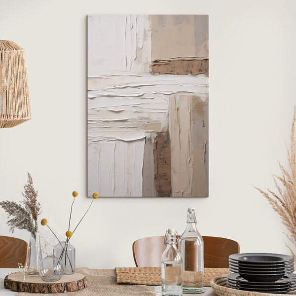 Œuvre d'art blanche et marron Tableaux Œuvre d'art blanche et marron